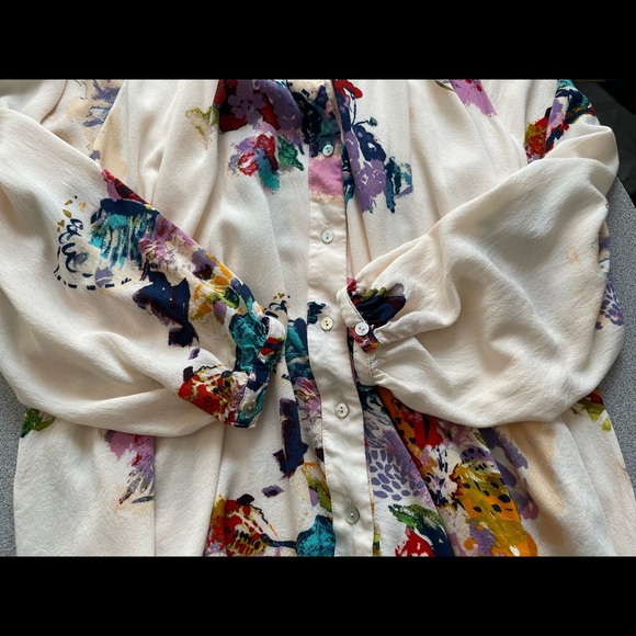 Free People Oversized Floral Swing Blouse Size Small - Picture 5 of 11